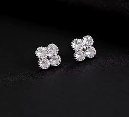 Sterling Silver / Gold Clover Style Stud Earrings