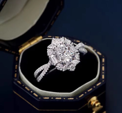2 Carat Moissanite Oval Cut Statement Engagement Ring