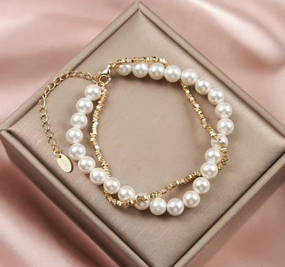 Fresh Water White Pearl Bracelet Silver / Gold