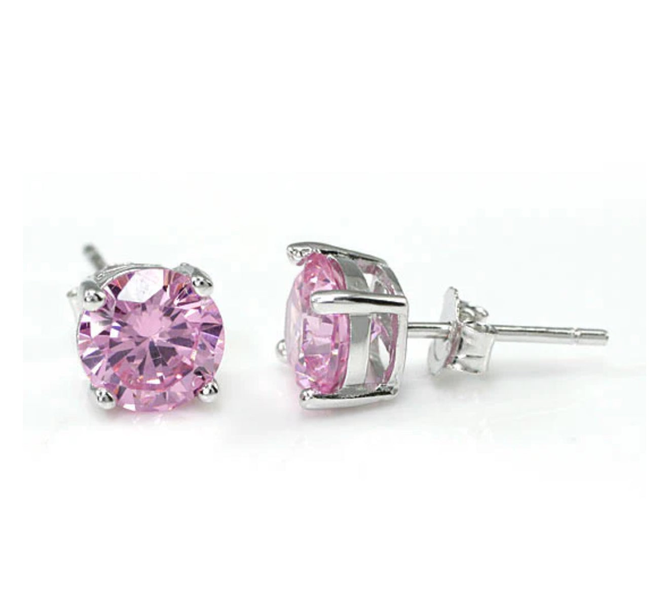 1 Carat Pink Round Cut Lab Diamond Stud Earrings