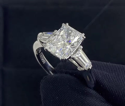 Radiant Cut Full Moissanite Womens Engagement Ring