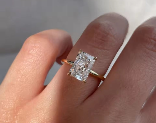 1,2,3 Carat Radiant Cut Moissanite Womens Engagement Ring