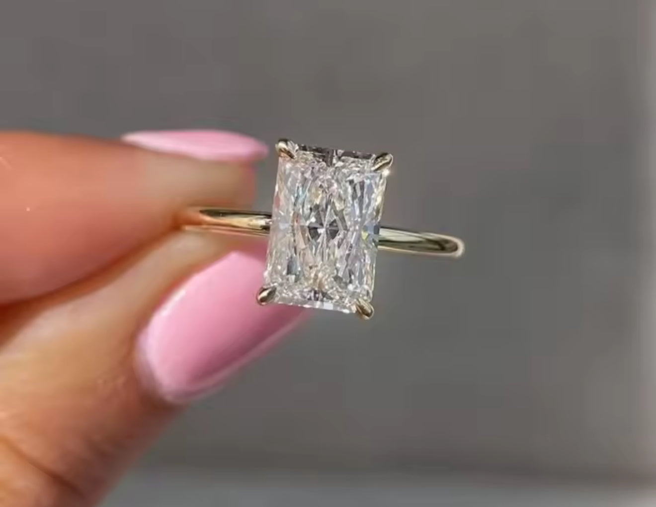 1,2,3 Carat Radiant Cut Moissanite Womens Engagement Ring