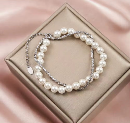 Fresh Water White Pearl Bracelet Silver / Gold