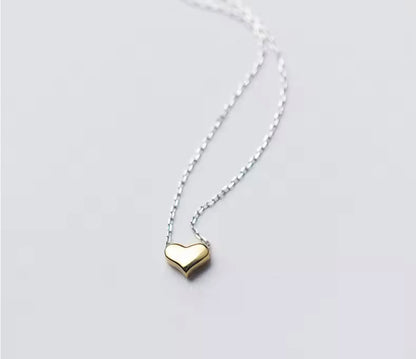 Dainty Silver / Gold Love Heart Elegant Necklace
