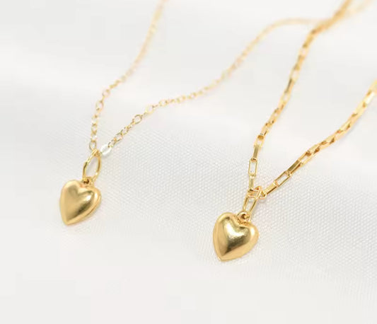 14K Gold Love Heart Pendant Necklace