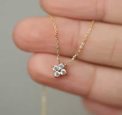 Gold Clover Design Dainty Necklace