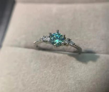 0.5CT Green Moissanite Womens Engagement Ring