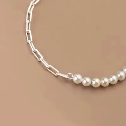 Pearl Pull Through Paperclip Bracelet