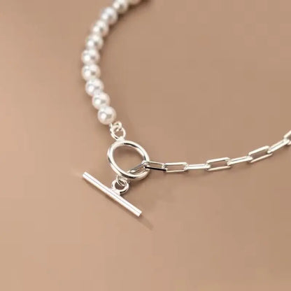 Pearl Pull Through Paperclip Bracelet