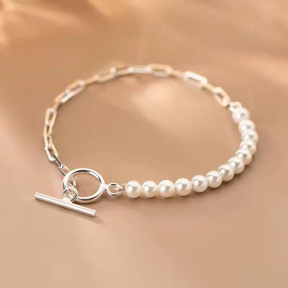 Pearl Pull Through Paperclip Bracelet