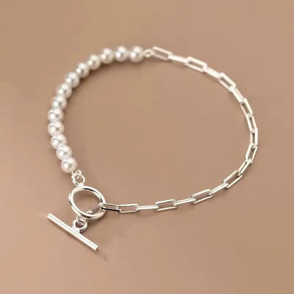 Pearl Pull Through Paperclip Bracelet