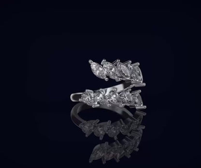Adjustable Silver / Gold Marquise Cut Eternity Ring
