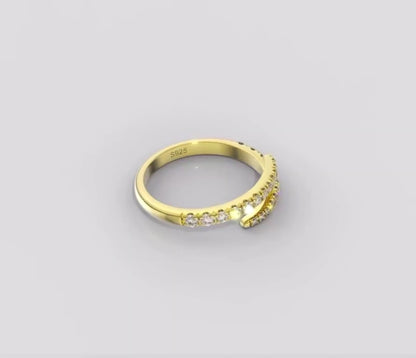 Adjustable Silver / Gold Round Cut Eternity Ring