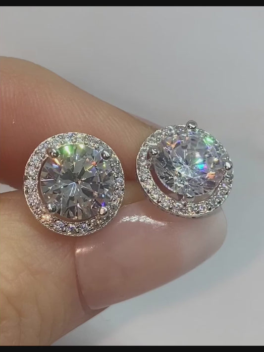 2 Carat Round Cut Lab Diamond Stud Earrings