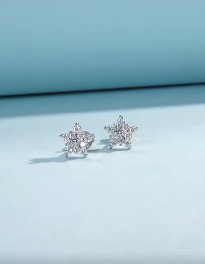 Silver Moissanite Snowflake Stud Earrings