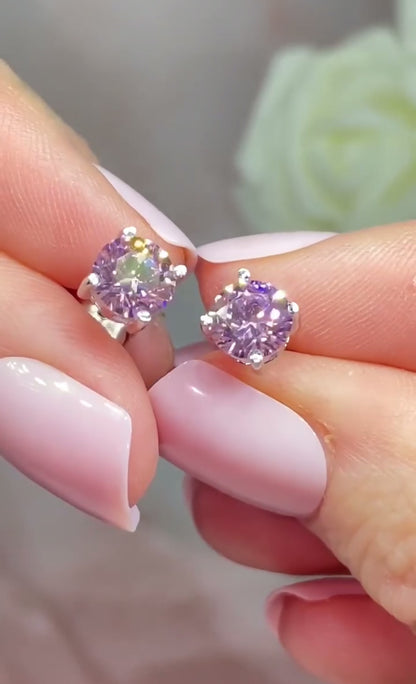 1 Carat Pink Round Cut Lab Diamond Stud Earrings