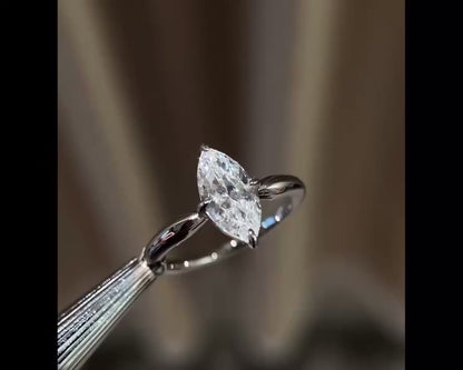 Luxury Moissanite Marquise Cut Silver Engagement Ring